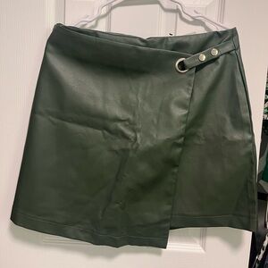 Green leather skirt